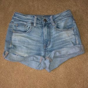 Light wash jean shorts